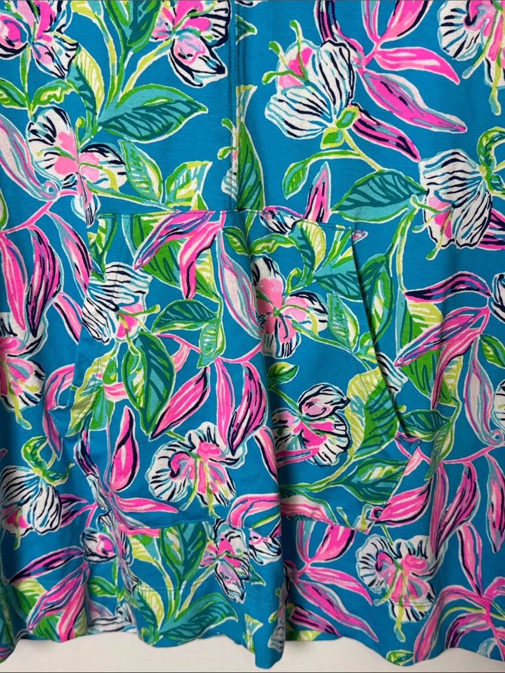 Lilly Pulitzer XS Floral Kangaroo Pocket Pullover Top Thumbhole Sleeves - Picture 5 of 9